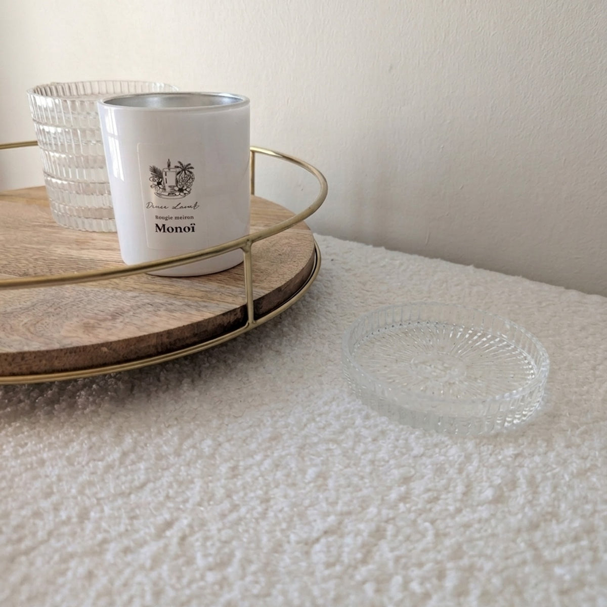 Sous-bougie en verre strié — Coupelle de protection déco